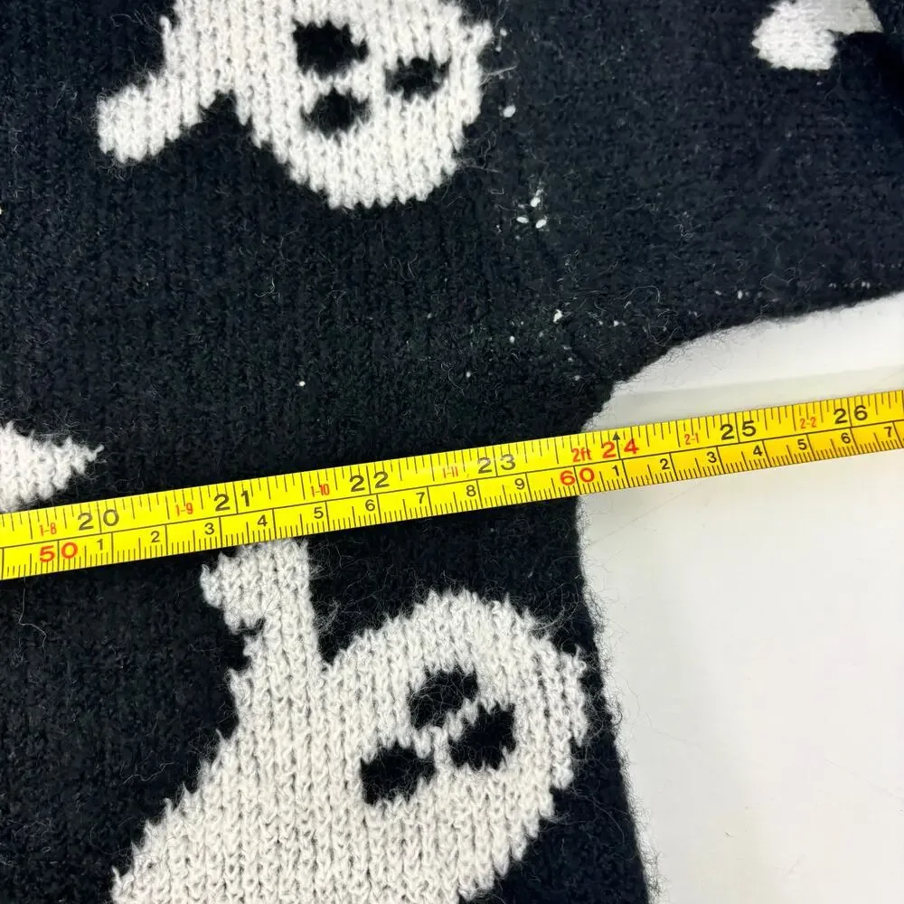 Vince Camuto Womens Medium Black White Ghost Halloween Sweater - Picture 5 of 16